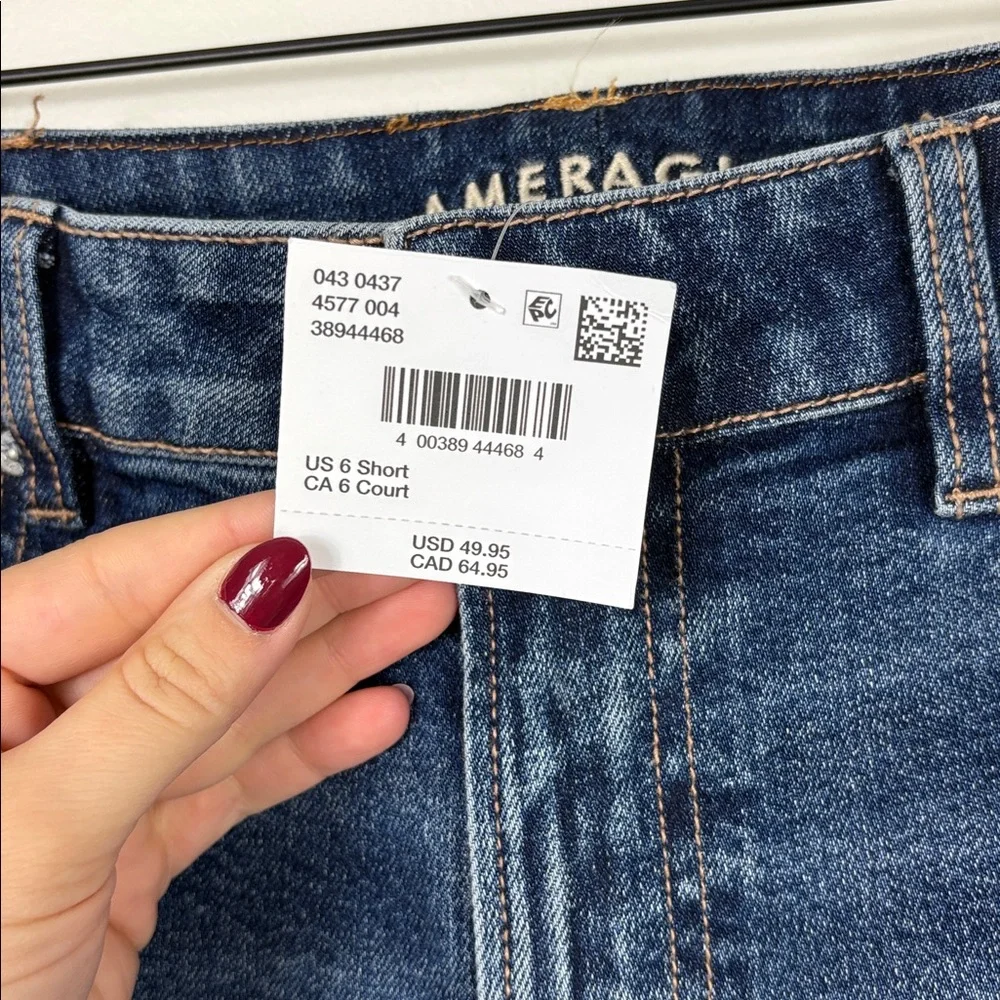 American Eagle Low Rise Baggy Wide Leg Women’s Size 6 Short New Dark Wash - Picture 5 of 11